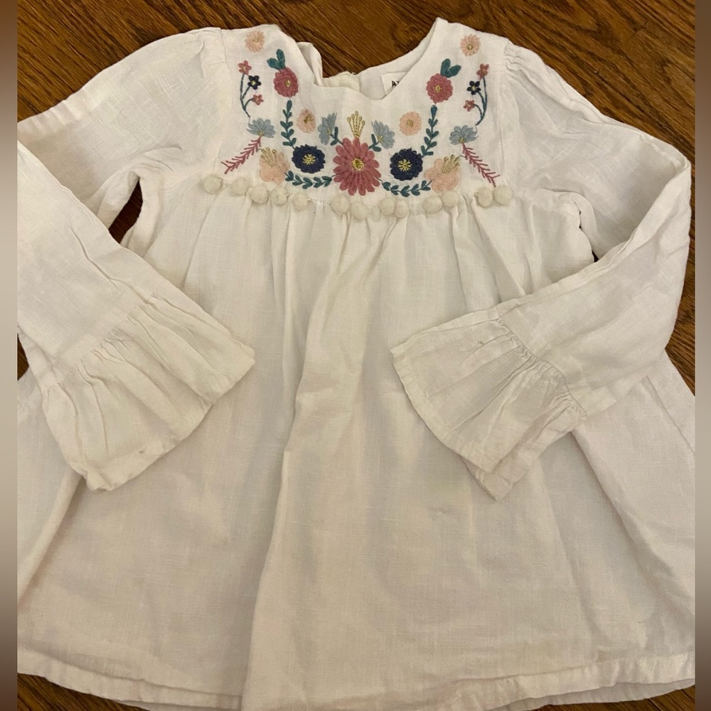Girls Linen Peasant top Floral Boho